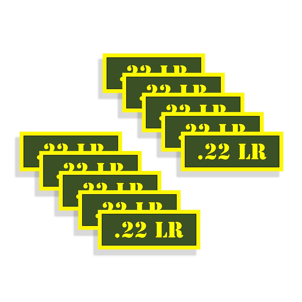 Speed Demon Hot Rod Shop LLCAmmo Can Labels 22LR Ammunition Decals Olive Drab Green Firearm Labels .22 LR 10 Pack Adhesive Vinyl 3"x1.15" #AG