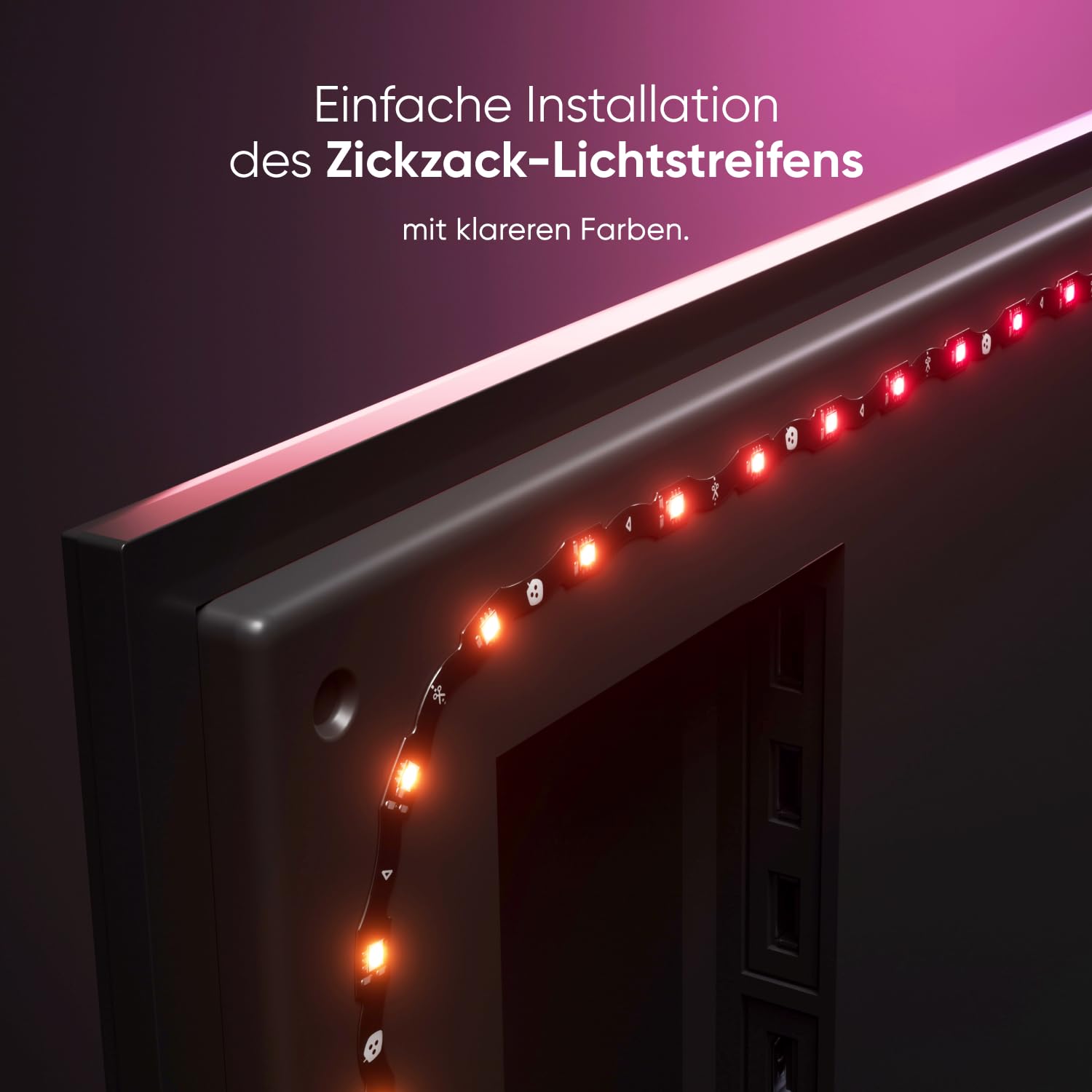 Nanoleaf 4D V2 Screen Mirror Zickzack Lightstrip Kit für TV/Fernseher bis zu 65 Zoll (165 cm) - Smart RGBW LED Streifen Hintergrundbeleuchtung + Kamera, Funktioniert mit Alexa Apple