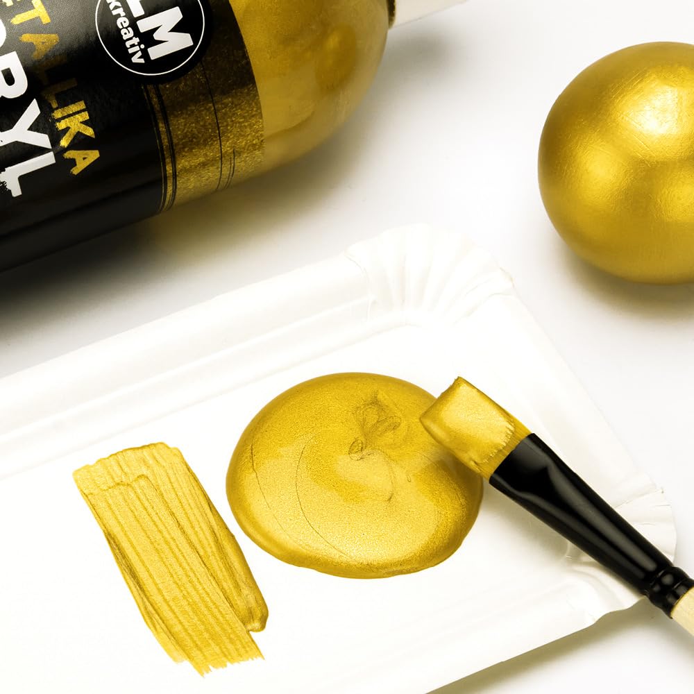 LM Metallika - Colore acrilico metallizzato lucido, per fai da te, 500 ml, colore oro