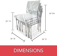 Vista 3 de LAMINET Funda impermeable de plástico para muebles de exterior, transparente y resistente - Funda para sillas de respaldo alto/apiladas - Protección