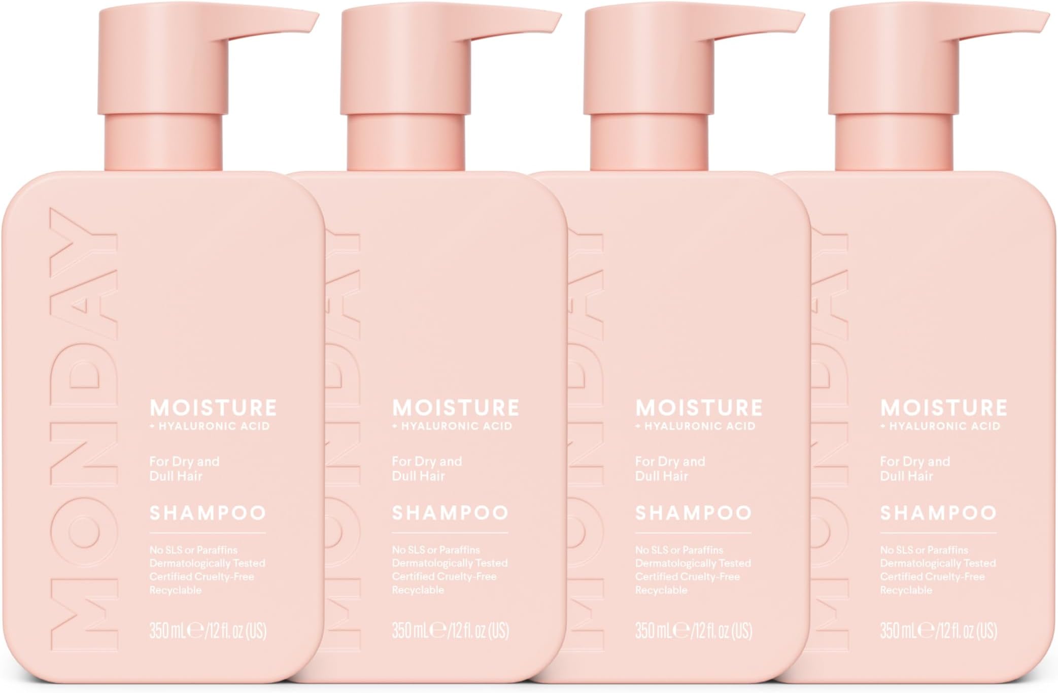 4 x 350 ml MOISTURE Shampoo with Hyaluronic Acid & Shea Butter for Dry & Dull Hair