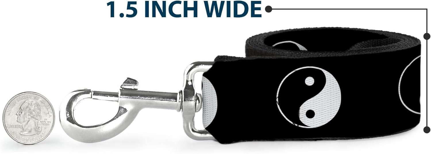 Dog Leash Yin Yang Symbol Black White 6 Feet Long 1.0 Inch Wide