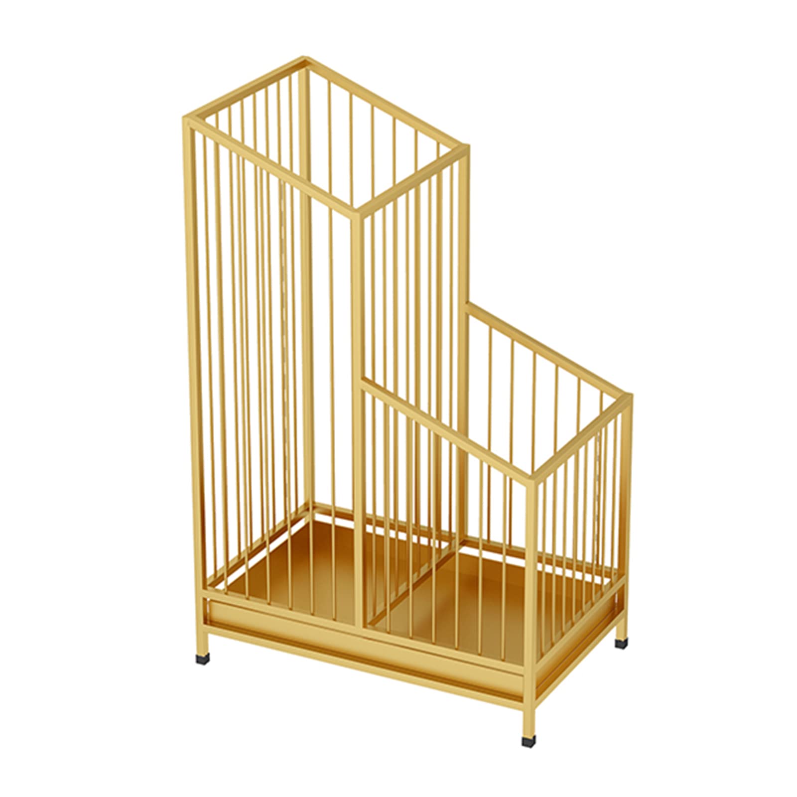 Porte-parapluie doré intérieur extérieur support métallique avec bac d'eau