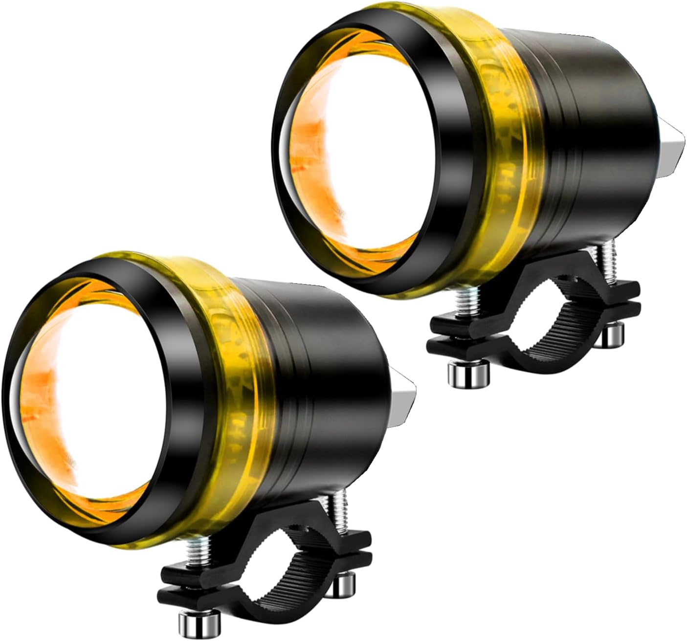 Motorcycle Front Spotlights with Halo Ring, Universal LED Driving Fog Lights for 12V 24V Vehicle Motorcycle Street Bike Dirt Bike Scooter, 2PCS