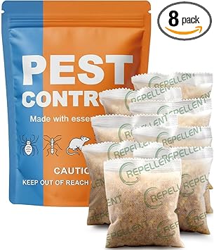 Pest Repellent, Mouse Repellent, Rodent Repellent for Indoor/Outdoor, Natural Rat Repellent for House, Keep Mice, Roach, Ant and Spider Away from Home, Protects 120 sq ft - 8P