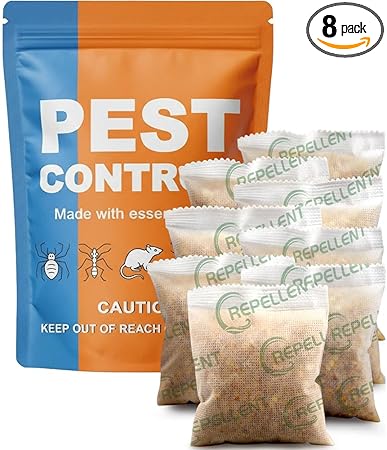 Pest Repellent, Mouse Repellent, Rodent Repellent for Indoor/Outdoor, Natural Rat Repellent for House, Keep Mice, Roach, Ant and Spider Away from Home, Protects 120 sq ft - 8P