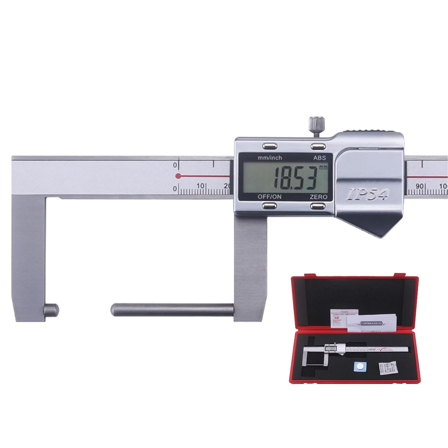 Ball Tip Digital Wall Thickness Caliper, 0-6 Inch Electronic Vernier Caliper LCD Display, Precision Stainless Steel Measuring Tool for Pipe Wall Thickness, Curved Surfaces & Outer Groove Measurement