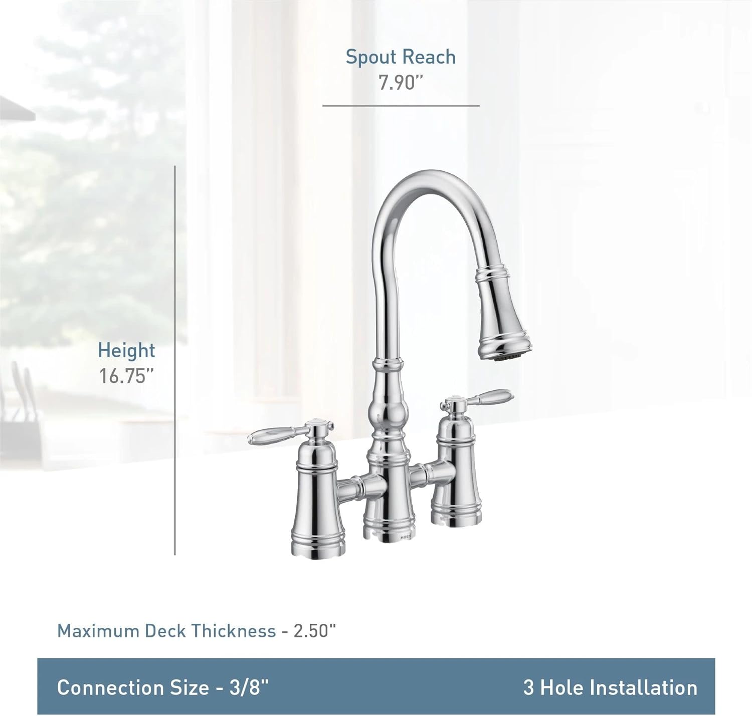 Moen S73204ORB Weymouth Two Handle Pulldown Bridge Kitchen Faucet, Oil Rubbed Bronze