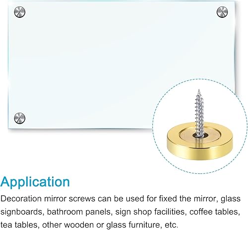 Miniatura 3 de METALLIXITY Tornillos de espejo (0.98 pulgadas), 4 piezas, cubierta decorativa de latón pulido con accesorios, para accesorios de publicidad,