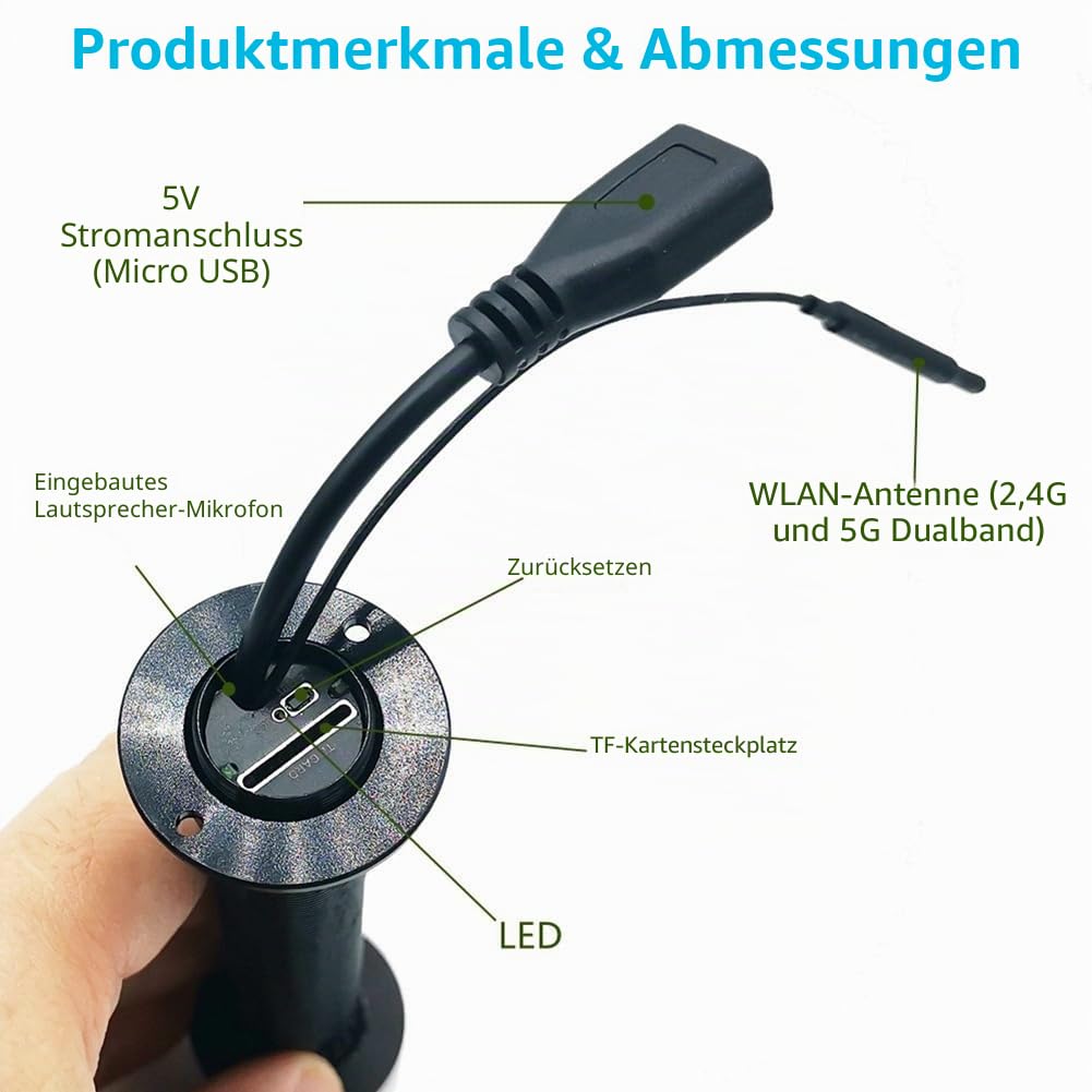 1080P Tuya Smart Life Home Digital Viewer Gucklöcher Türkamera Eye WiFi IR Nachtsicht Türaugenkamera EU Stecker Silber