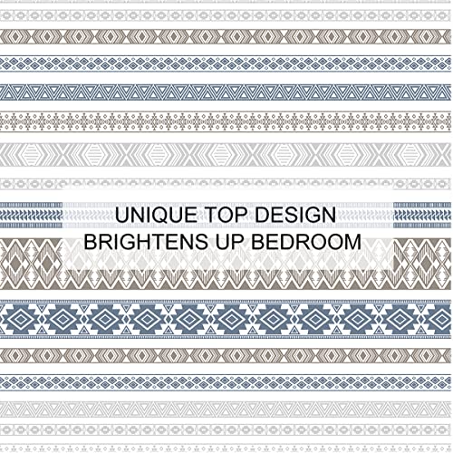 Milanket Geometric Duvet Cover Twin Size Boho Blue Chevron Strip Gingham Comforter Cover Soft Lightweight Chic 3 Pieces Geometric Bedding Set No Comforter Included #TOP4