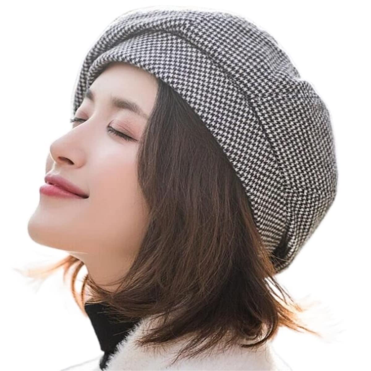 Gorro de Lana de Invierno para Mujer, Exquisito Gorro de Punto, cálido, Estilo británico, Estilo Pintor (Talla única)