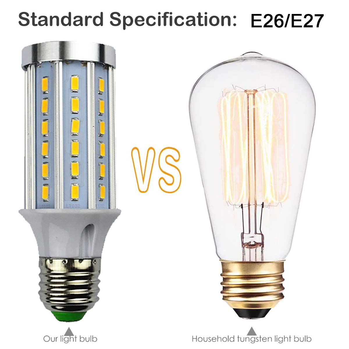 Bombilla LED, Bombilla LED E26/27 de 10 W, Equivalente a bombilla halógena de 80 W, 800 lm, Ángulo de 360, Tornillo E27, No regulable, Sin parpadeo, 85-265 V, Iluminación LED E26/E27
