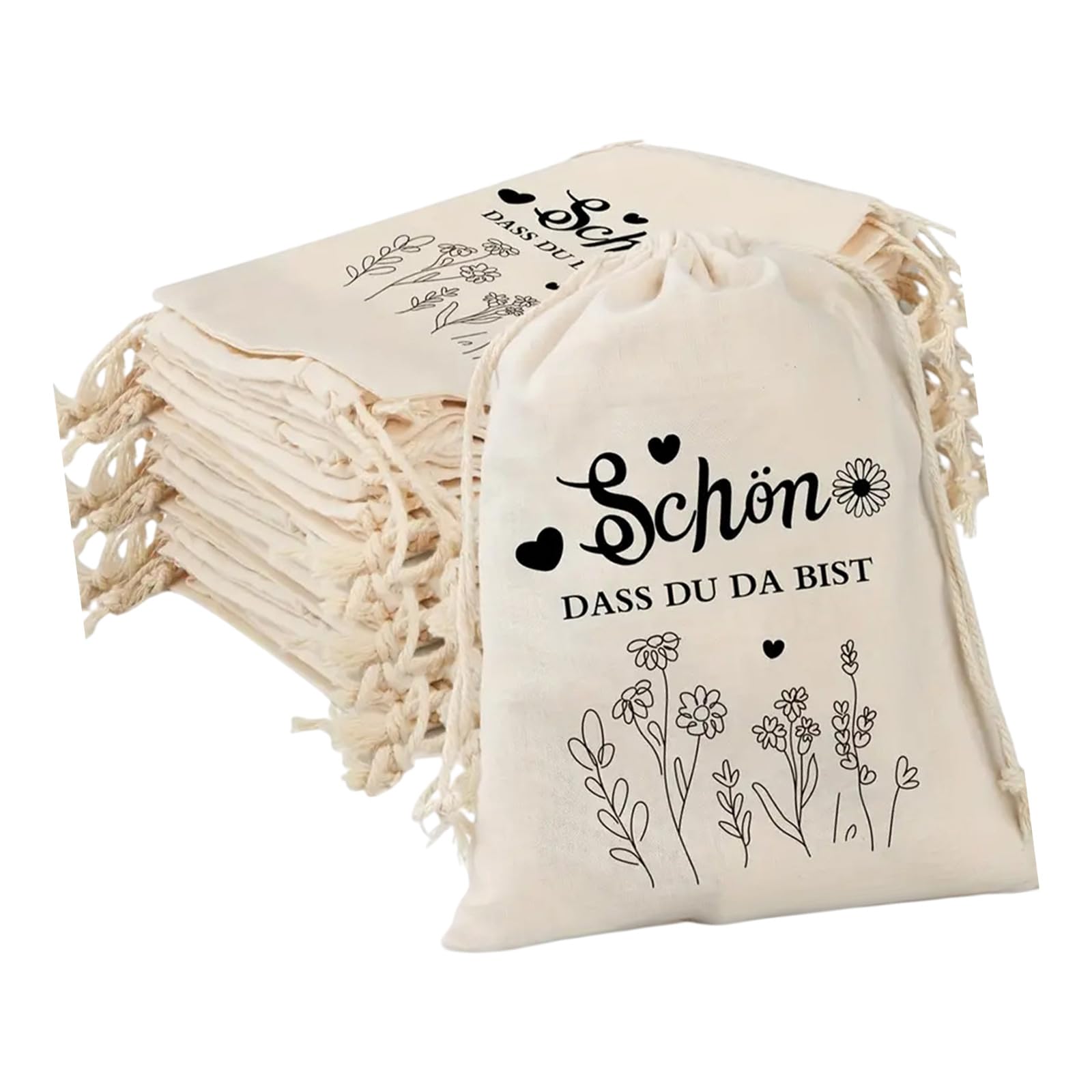 10 Pack Cotton Fabric Drawstring Pouches Small 15x20cm for Packaging Bags