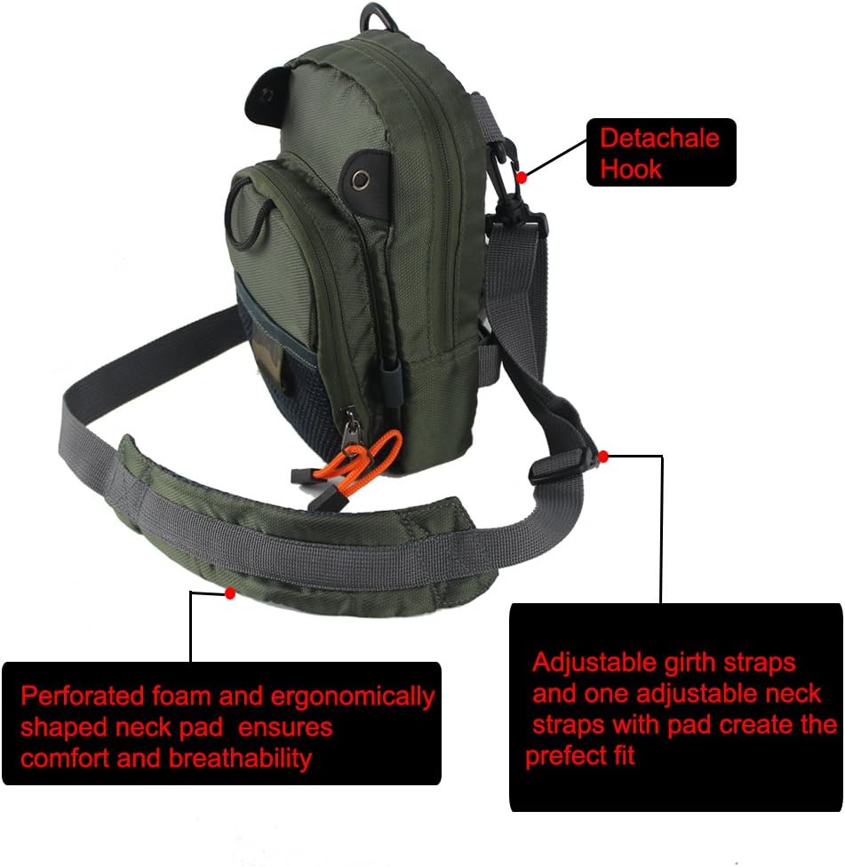 Kylebooker Fly Fishing Chest Pack Lightweight Fishing Tackle Storage Pouch Waist Bag