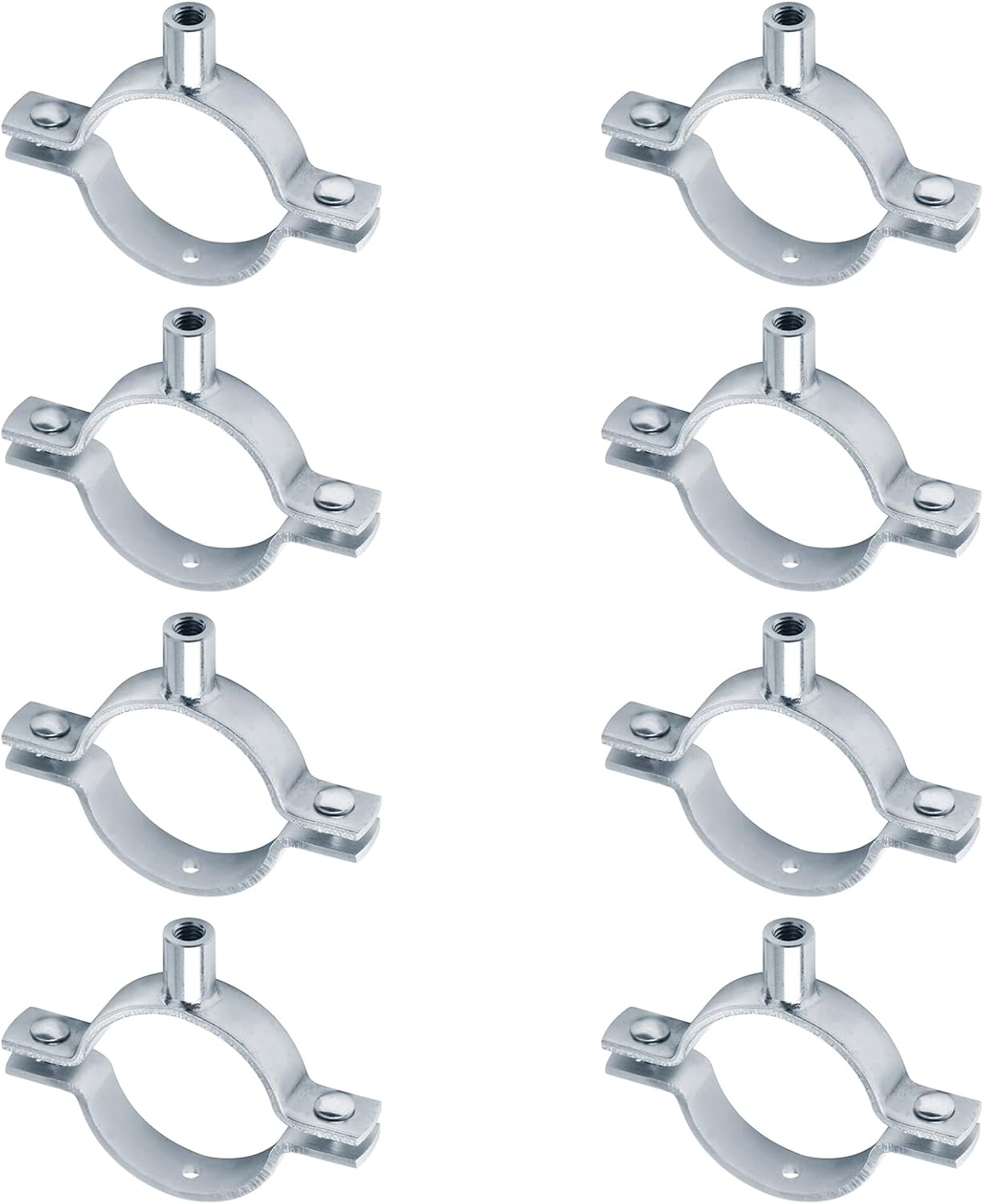 8 Pcs Heavy Duty Split Ring Pipe Hangers, Fits 3" O.D. Tube, for 3/8"-16 Threaded Rod, 5/32" Thick