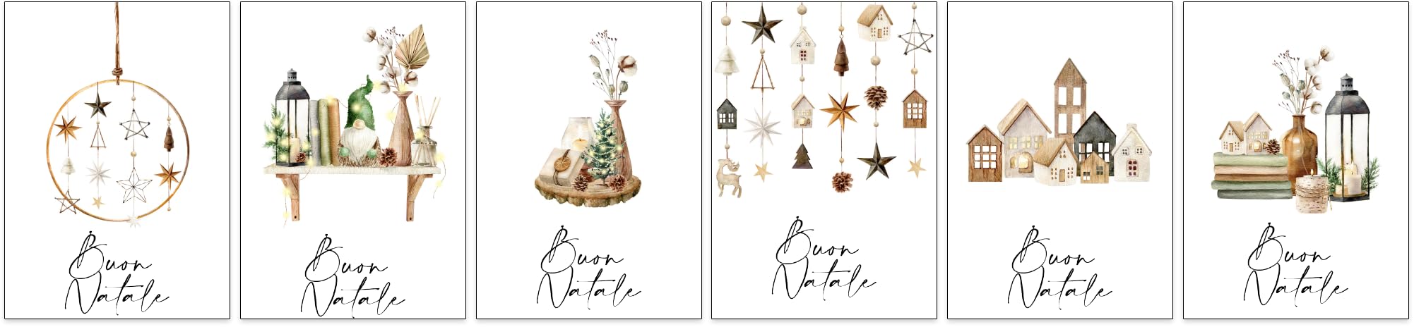 Biglietti natalizi italiani A6 con buste kraft riciclate – Set 30 pezzi