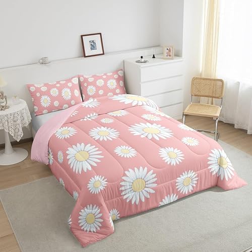 Miniatura 4 de Erosebridal Daisy - Juego de ropa de cama tamaño matrimonial con estampado floral bohemio, romántico, flores de jardín, juego de edredón botánico