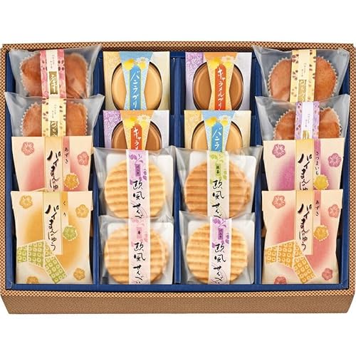 冬の贈り物お歳暮 匠の庵 創菓 京づる プリン(バニラ・キャラメル)(各70g)・パウンドケーキ(はちみつ)(24g)・パイまんじゅう(小豆)・欧風せんべい(バニラ)(各23g)×各2、パウンドケーキ(小倉・栗)(各24g)・パイまんじゅう(さつまいも・栗
