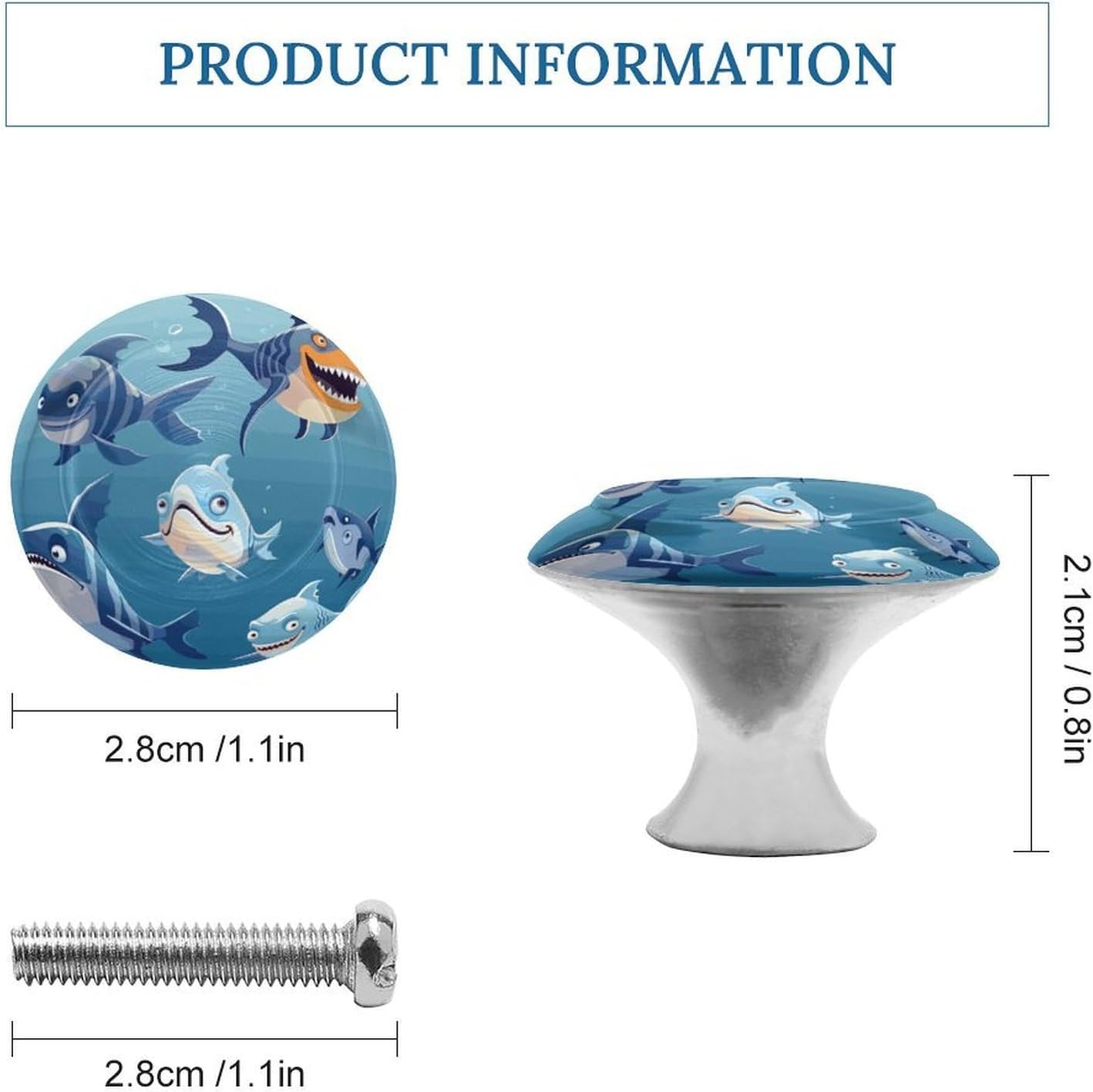 2 Pack Ocean Fish Cabinet Knobs Round Drawer Pulls image 2