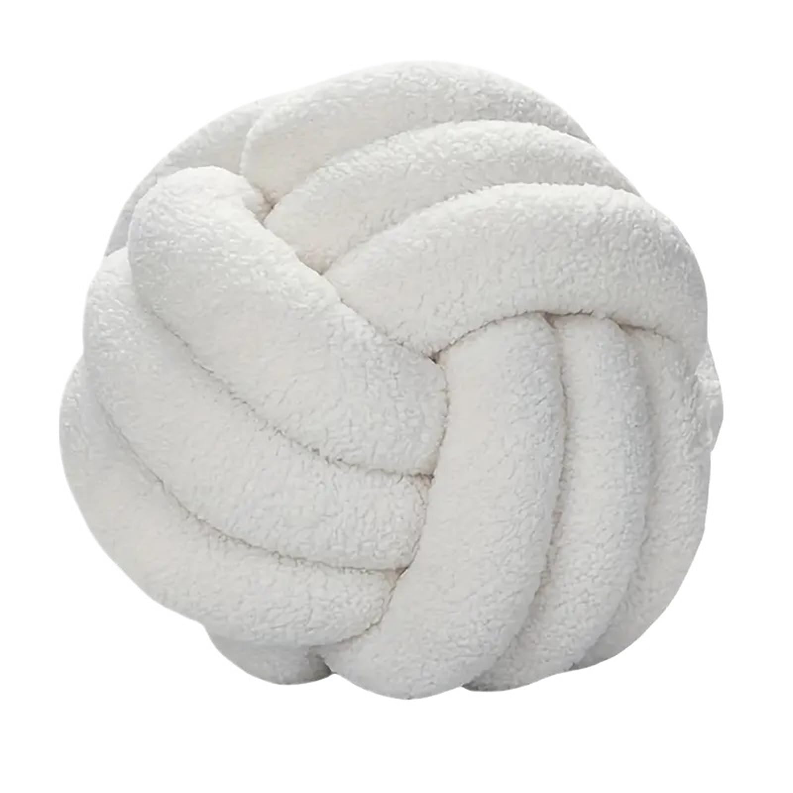 GIYXHU Home Decoration Knotted Ball Pillow Indeformable Plush Hand-woven for Couch(White)