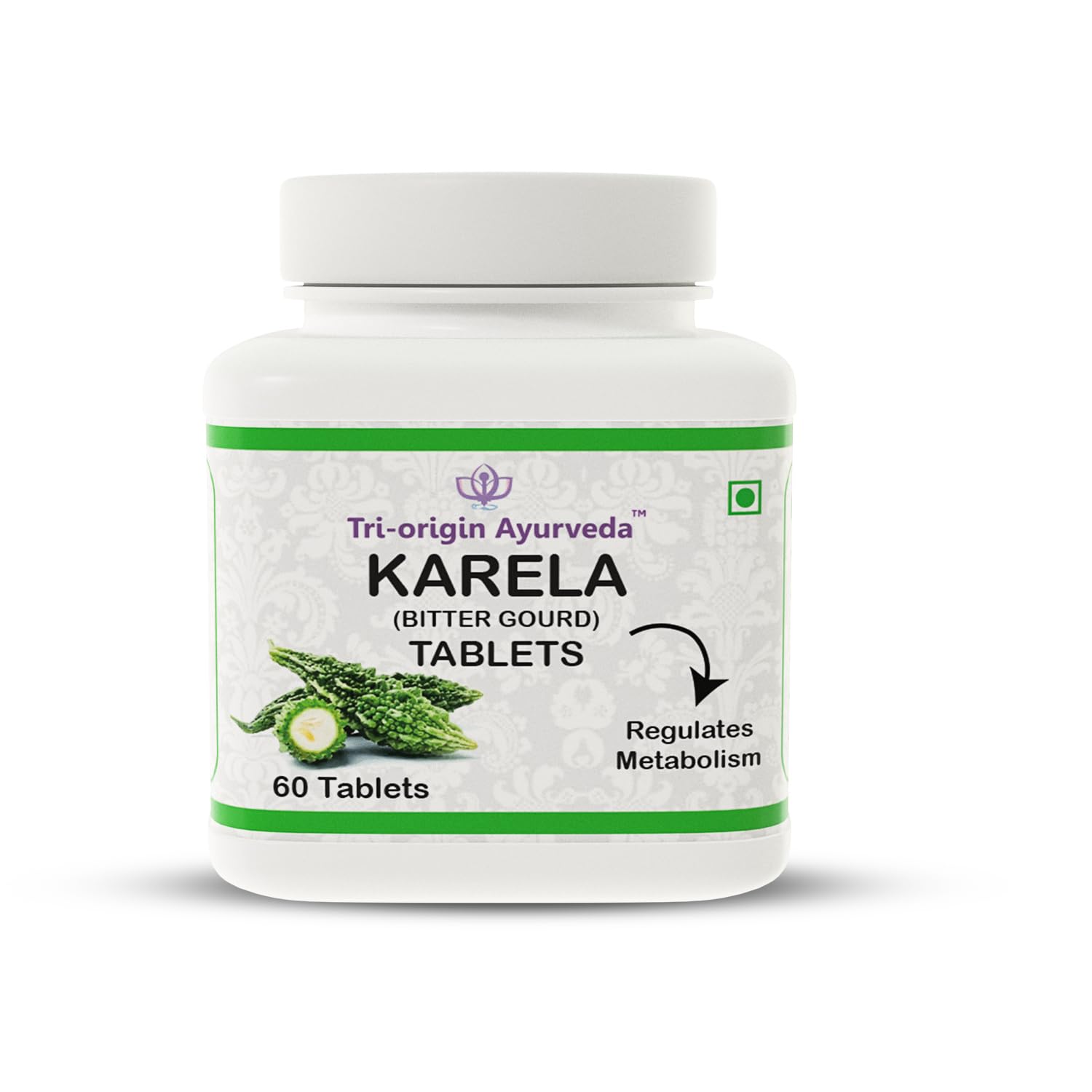 Tri-Origin Ayurveda Karela (Momordica Charantia/Bitter Gourd) Tablets, 60 Tabs