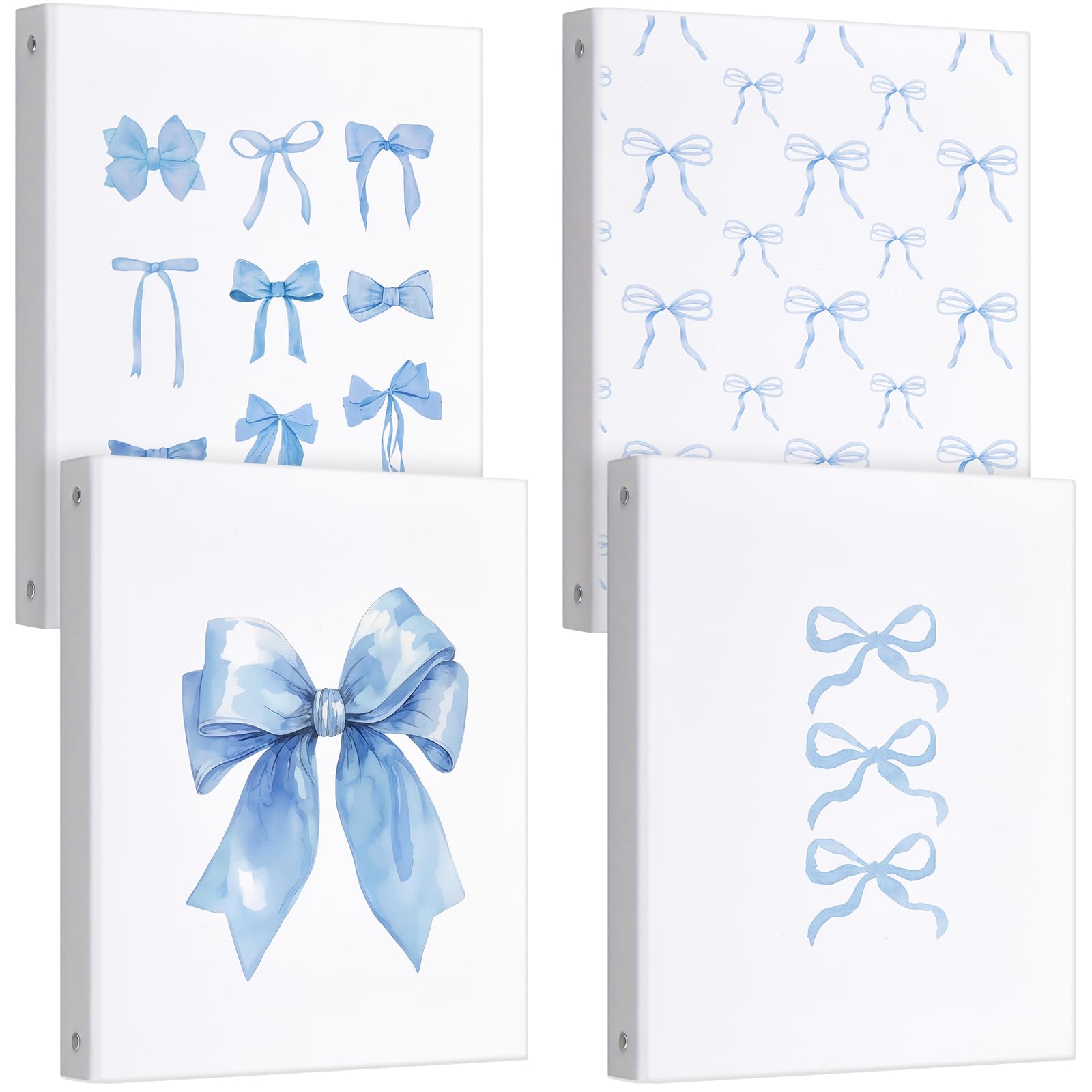 ReliThick 4 raccoglitori a 3 anelli con fiocco, anello rotondo da 2,5 cm con tasche interne, raccoglitori per appunti, forniture scolastiche per scuola e ufficio, carta A4 (25 x 4 x 30 cm, blu)