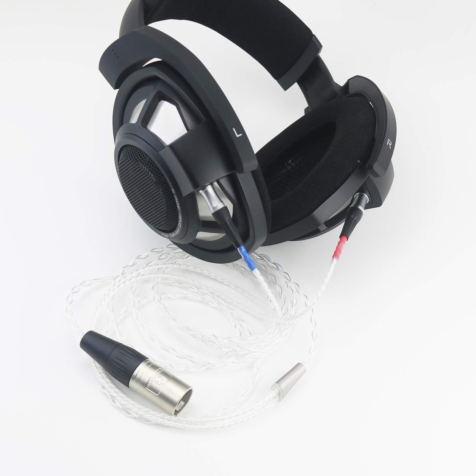 HiFi-Kabel 4-poliges XLR-symmetrisches Stecker Kompatibel mit Sennheiser HD800-, HD800S- und HD820-Kopfhörern Versilbertes Ersatz-Audio-Upgrade-Kabel 2 m