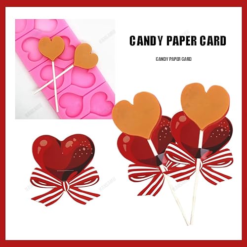 Miniatura 3 de Decoración de tarjetas de papel con forma de piruleta de corazón para el día de San Valentín, tarjetero de caramelo para piruleta, pan de azúcar,