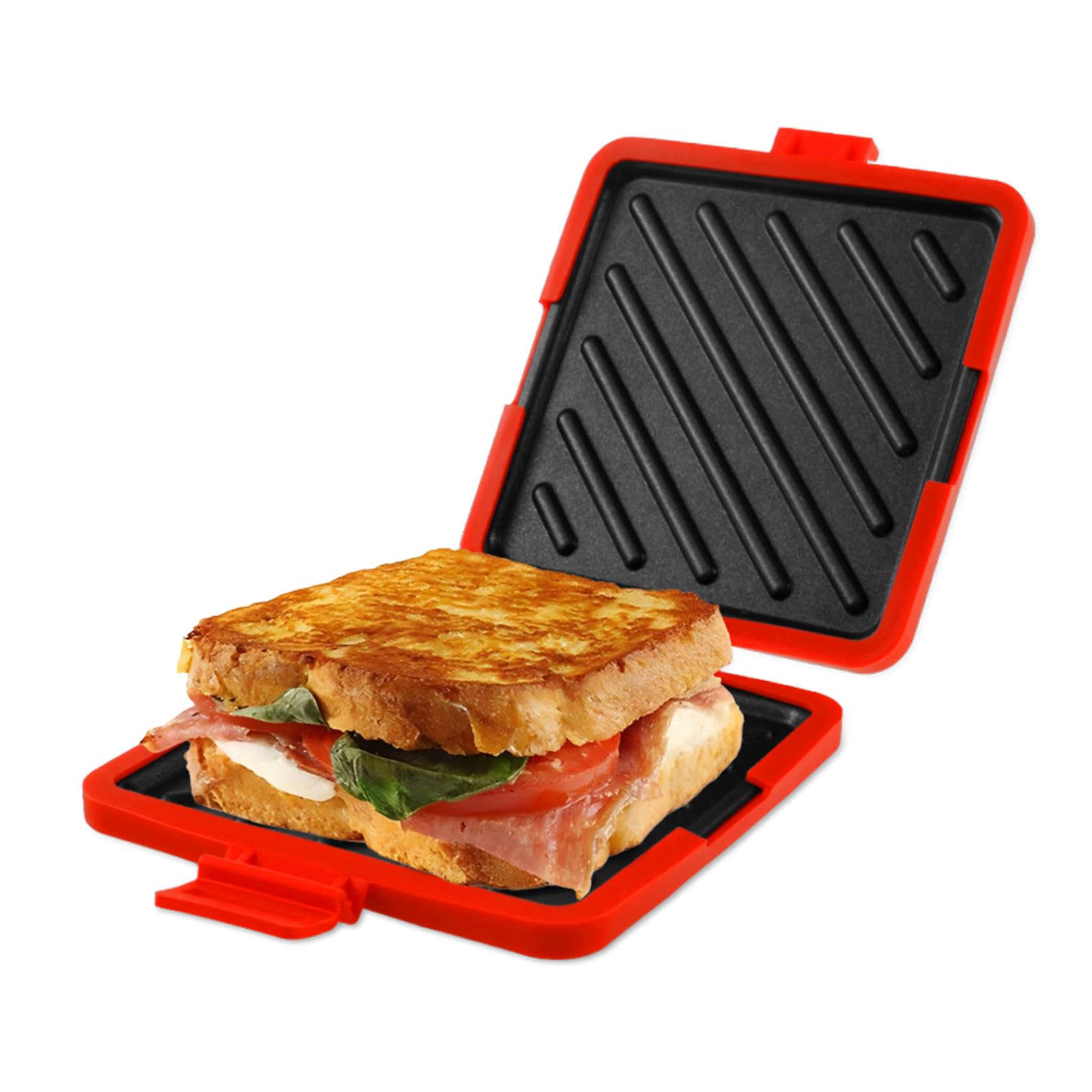 PATNFR Microwave Toastie Sandwich Maker Microwave Wireless Toastie Maker Heatwave Technology Sandwich Toaster Nonstick Plate for Cooking Delicious Crispy Sandwiches(Gules)
