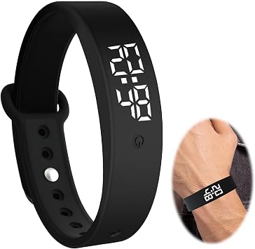Vibrating Alarm Reminder Wristband Silent Watch for Heavy Sleepers, 6 Vibration Alarms with Temperature Monitoring, Quiet Wake Up Alarm Wristband for Partners Deaf Adults Newborn Care, Black