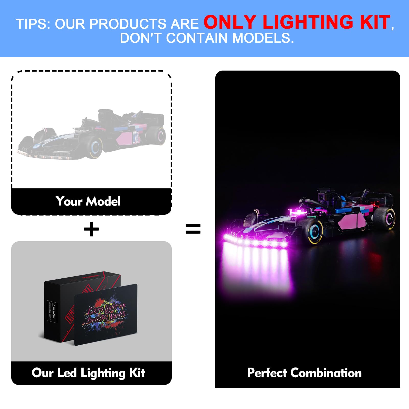 LocoLee Led Light Set Compatible with Lego 77248 BWT Alpine F1 Team A524 Race Car Led Decoration Lighting Kit Compatible with Lego F1 77248 Building Blocks Model,Only Lights Set,No Model - Image 3