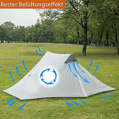 Carpa de camping ultraligera tipo pirámide para 2 personas miniatura 7