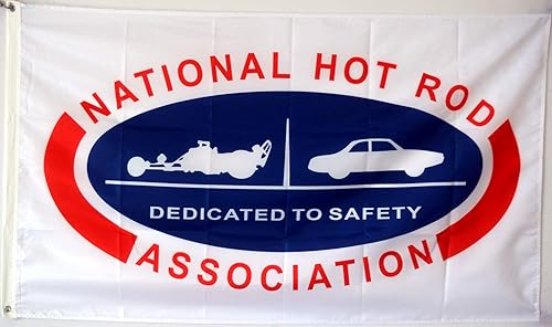 Mountfly NHRA Dedicado a la seguridad Hot Rod Racing Bandera Vintage Banner Man Cave 3x5 pies