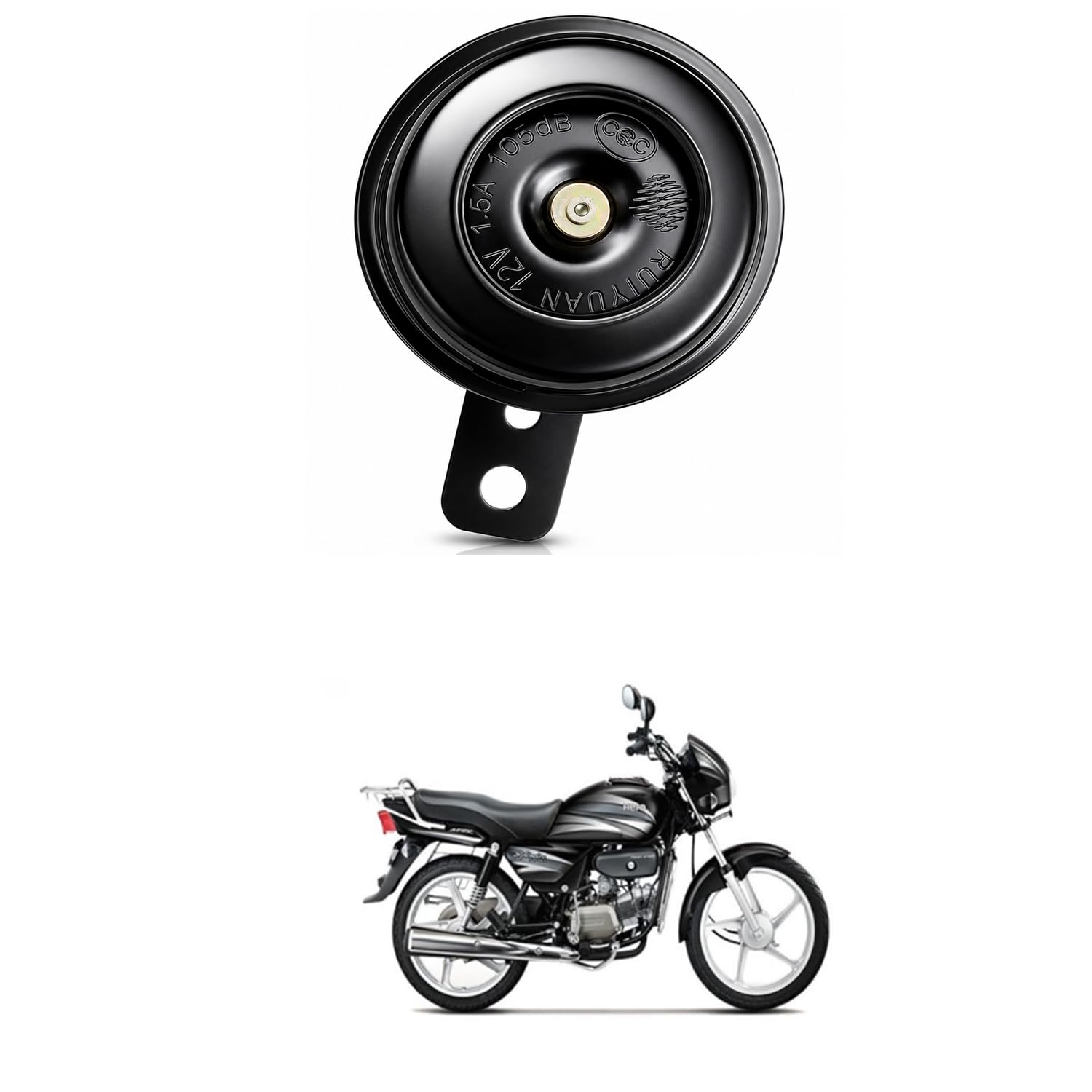 Universal 12V Single Disc Horn | 105dB Super Loud Electric Horn | Waterproof Metal Body | Universal Fit for Cars, Bikes, Scooters & SUVs | Black Comfortable With Splen-dor Pl-us-image-29