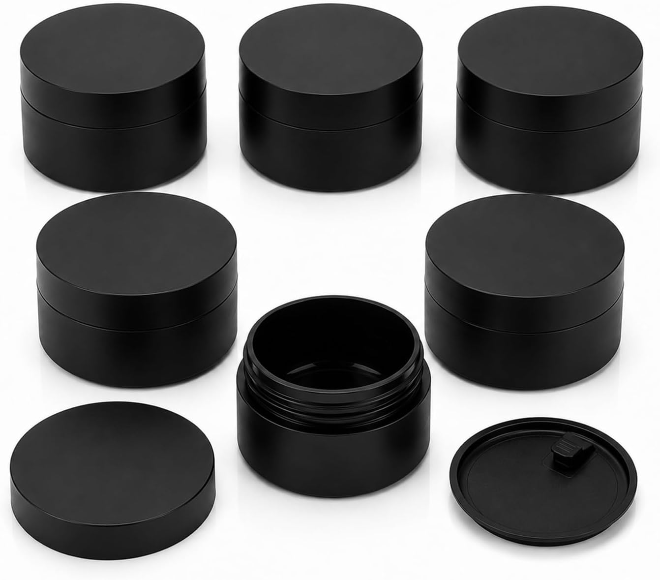 30ml Black Frosted PP Cream Jars with Lids and Inner Seal 6 Packs Empty Cosmetic Containers Refillable Round Plastic Jars for Cream, Lotion, Balm, Body Butter, Travel Toiletries