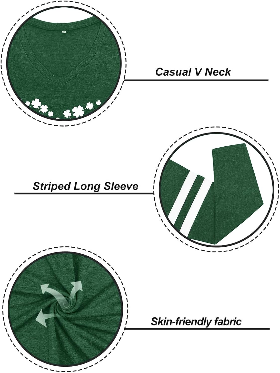 Plus Size St Patricks Day Shirt Women Funny Irish Festival Holiday Long Sleeve Tops Lucky Green Tee T-Shirt - Image 4