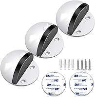 Vista 18 de Paquete de 10 topes de puerta autoadhesivos para piso, color blanco, sin taladro, con parachoques de puerta de goma, tope de puerta montado