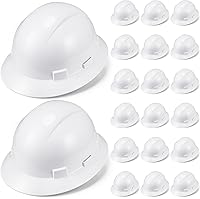 Vista 1 de 10 Pack Casco de ala completa, Casco de construcción blanco, Casco de seguridad HDPE con suspensión de trinquete ajustable de 6 puntos para hombres