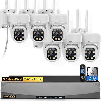 2026 Update 5MP PT Wireless Security Camera System with AI Human Tracking, Dual-Band 2.4G&5G WiFi, 2-Way Audio, No Monthly Fee, Outdoor Home Security Kit