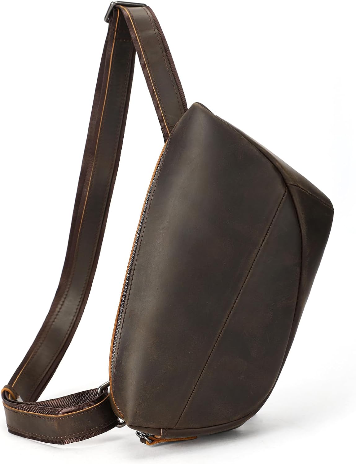 NIUCUNZH Genuine Leather Mens Sling Bag for Women Vintage Crossbody Bags for Hiking Travelling Chest Pack Belt Waist Bags
