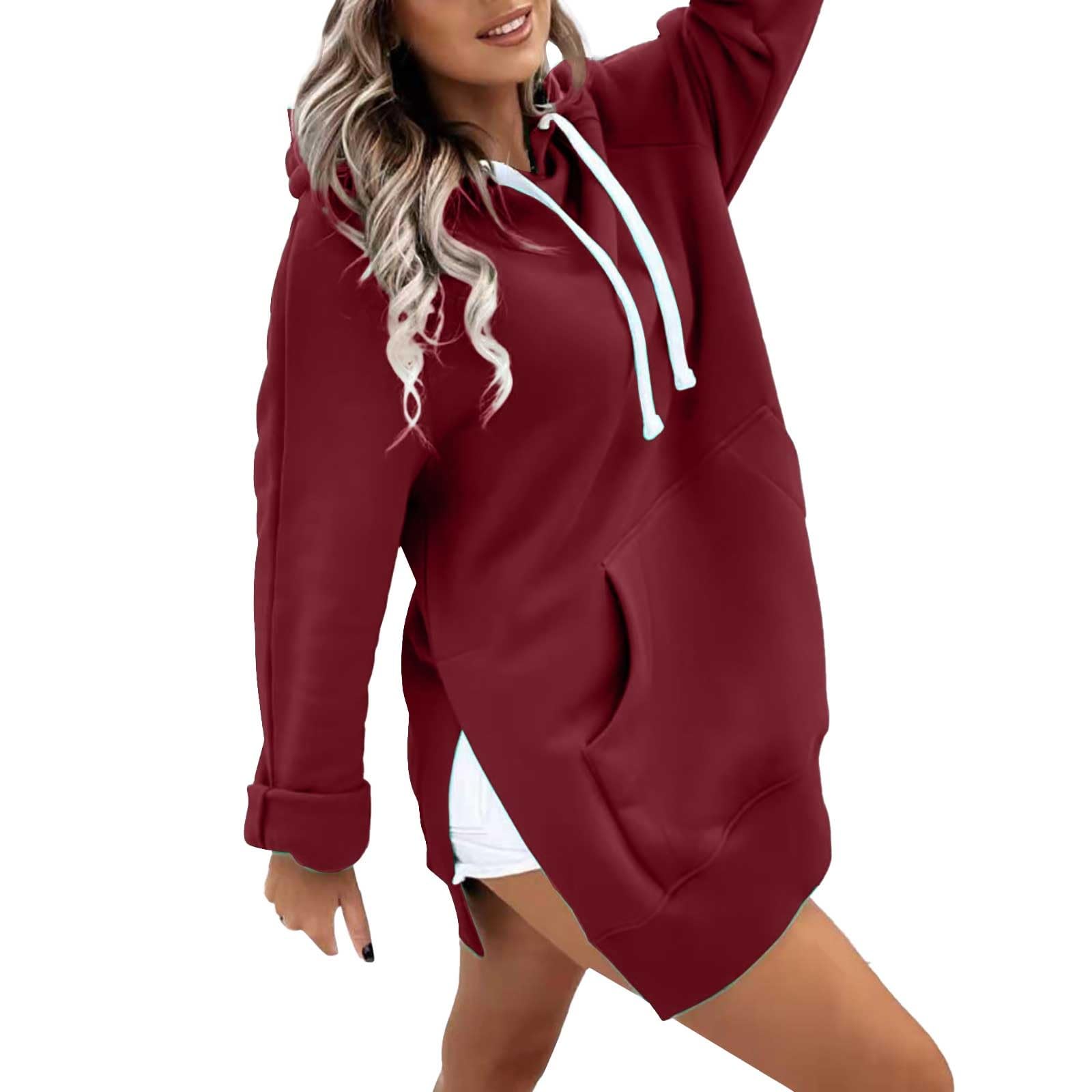 Verde Donna Leggera - Tunica Da Donna Manica Lunga Felpe Morbida Con | Oversize Hoodie Moda Comodo Top Con Tasche Termica Casual Tinta Unita Abbigliamento Invernale Outdoor Casa