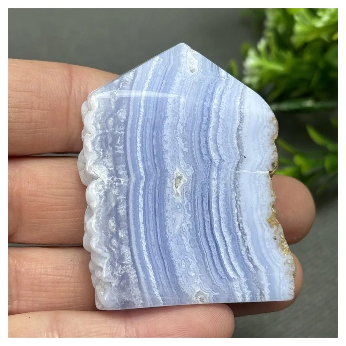 LQYXGS Crystal Stone Home Decor Natural Blue Lace Agate Slate Slices Mineral Raw Stone Home Decoration(56g 51mm)