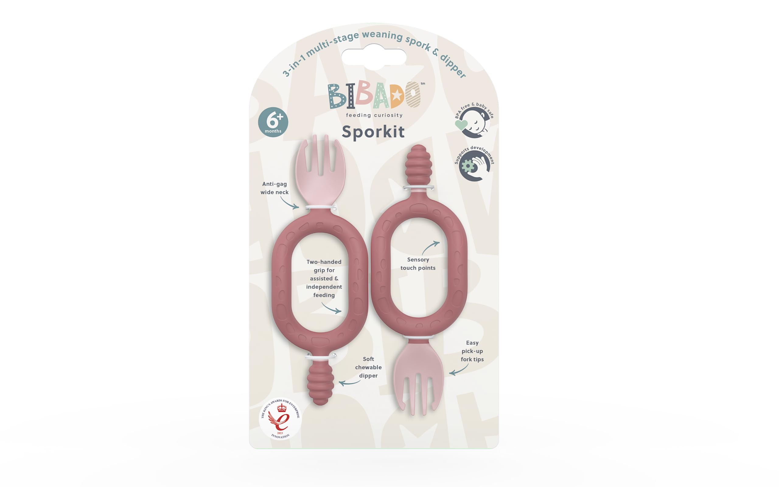 Bibado Baby Weaning Fork Baby Cutlery Two-Handed Sensory Grip