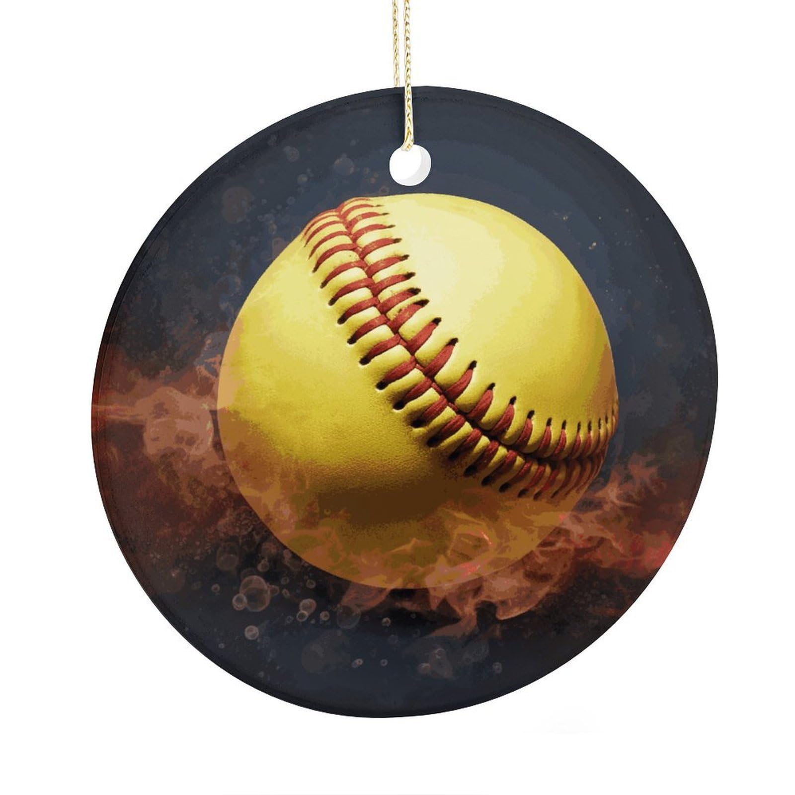 Adfgyerh Style Softball Ceramic Circular Pendant,2.9 Inch，Hanging Ornament，Gift Exchange Idea Round Ceramic Ornament,For Mom And Daughter，For Home Indoor Outdoor Decor.