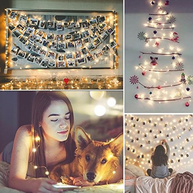 AMIR Solar Powered String Lights, Mini 100 LED Copper Wire Lights, Starry String Lights, Indoor Outdoor Waterproof Solar Christmas Decoration Lights for Gardens, Home, Dancing, Party (Warm White)