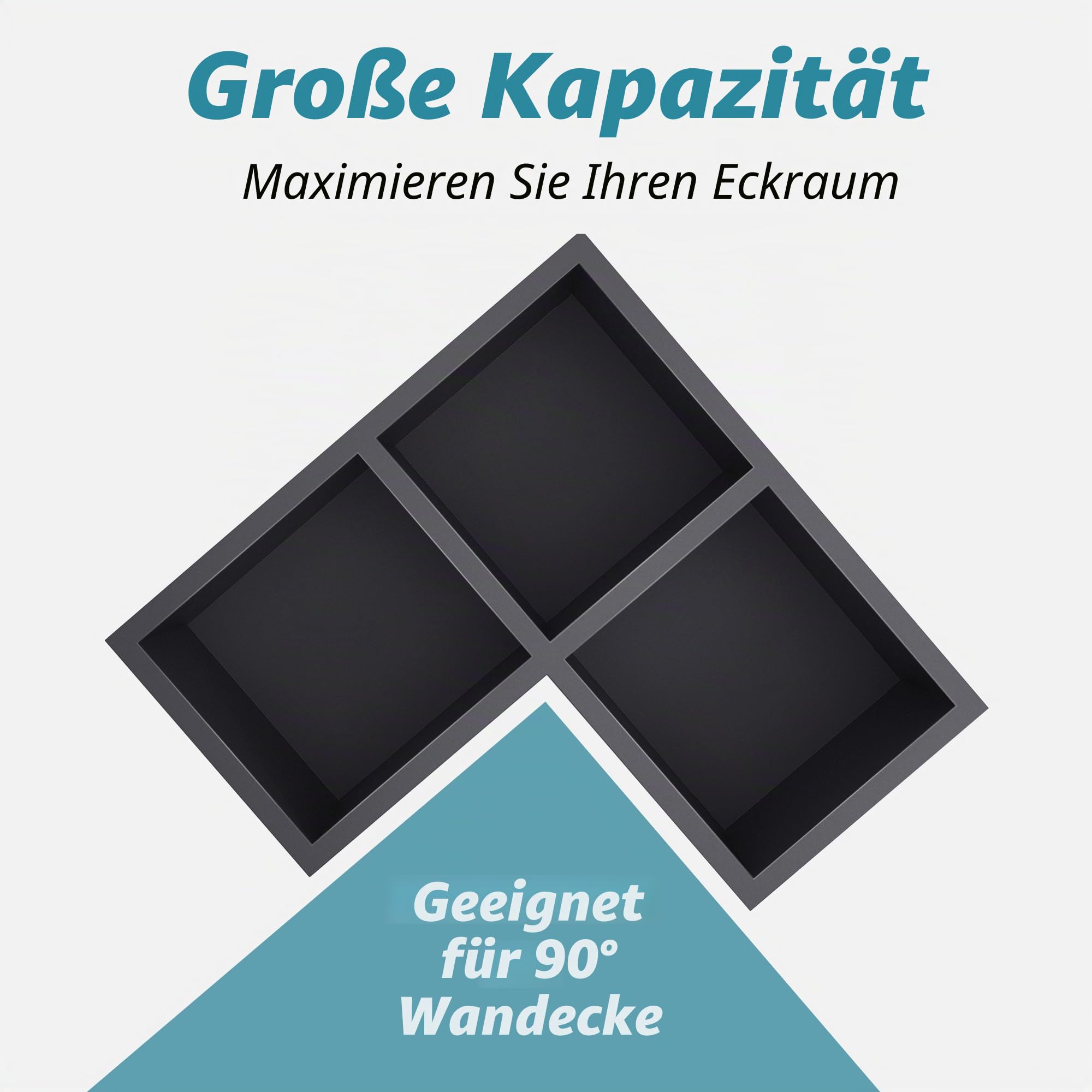 Suli Extra-Großer Küchenutensilienhalter mit 3 Fächern, Eckutensilienhalter für die Arbeitsplatte, Holzutensilienorganisator für die Küchenarbeitsplatte, Bauernhaus-Dekoration – Schwarz