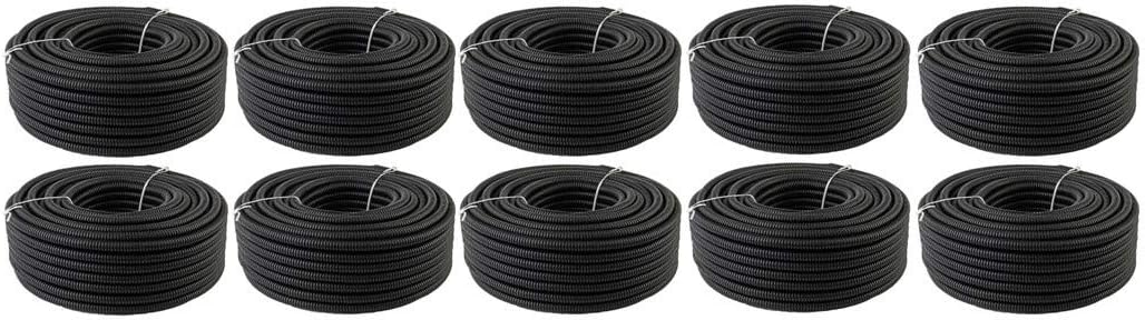 Absolute USA SLT38-10 1000', 10 rolls 3/8-inch x 100-feet Black Split Loom Split Wire Loom Polyethylene Conduit Corrugated Plastic Tubing Sleeve for Various Automotive, Home, Marine, Industrial Wiring