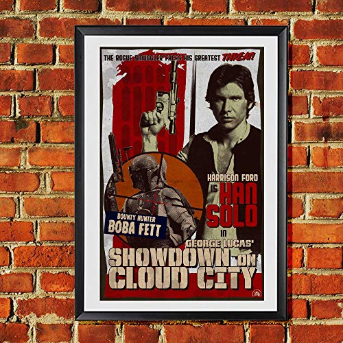 Star Wars Han Solo Boba Fett Showdown on Cloud City Satire Artwork Original Art Print 11x17