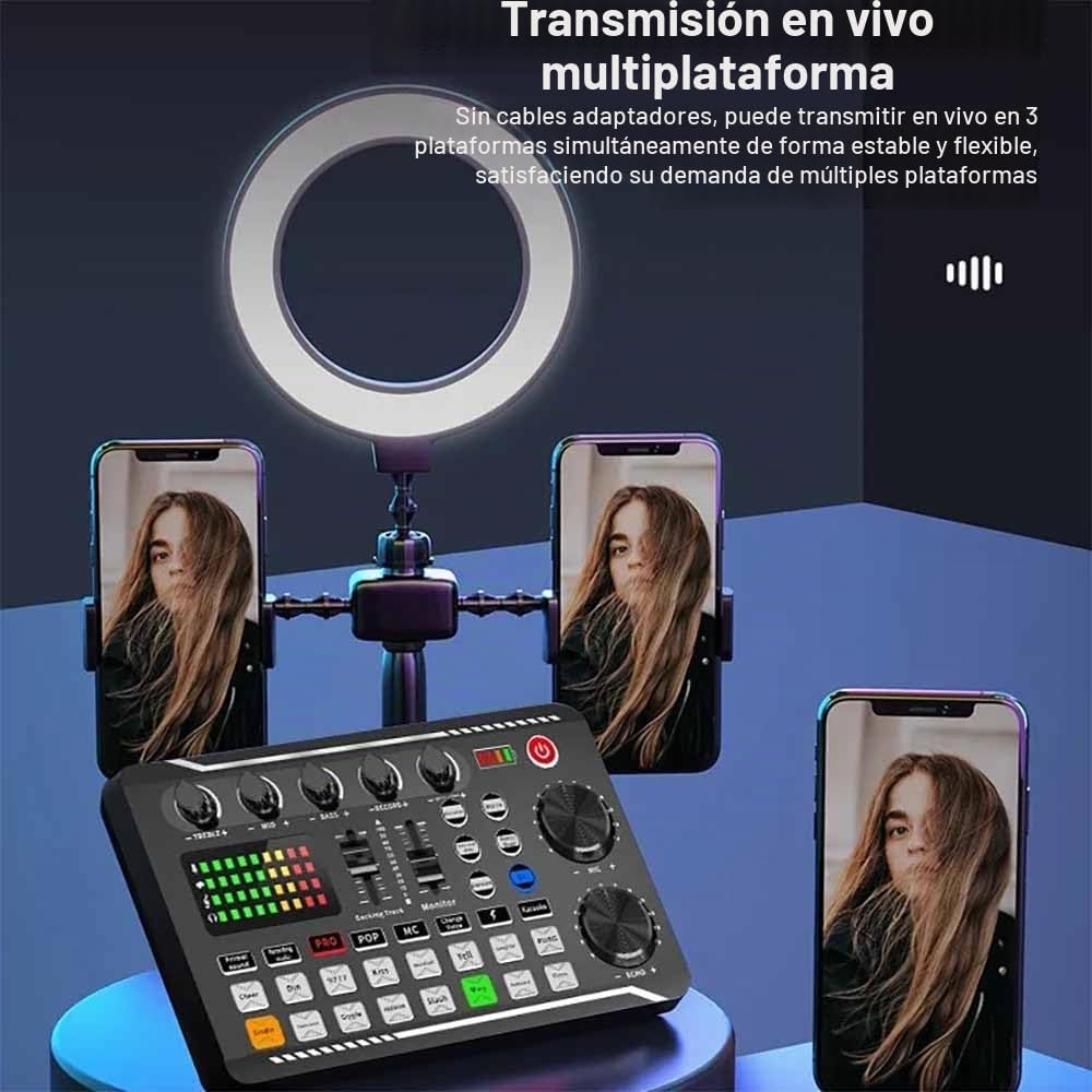 NEWFUN Mezclador de Audio, Mixer Audio, Mesa de Sonido, Compatible con Ordenadores y Smartphones para DJ, Grabaciones en Estudios de Música, Karaoke en Línea, Transmisión en Directo